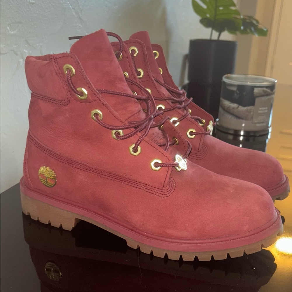 Timberland Red Combat Moto Boots for Bold Adventures